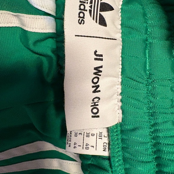 Adidas Ji Won Choi Emerald Green and White wide leg pants Large - Picture 5 of 5